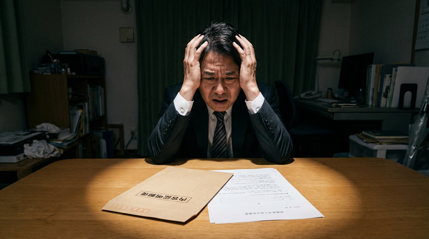 不貞慰謝料を請求する内容証明郵便を見て頭を抱える男性