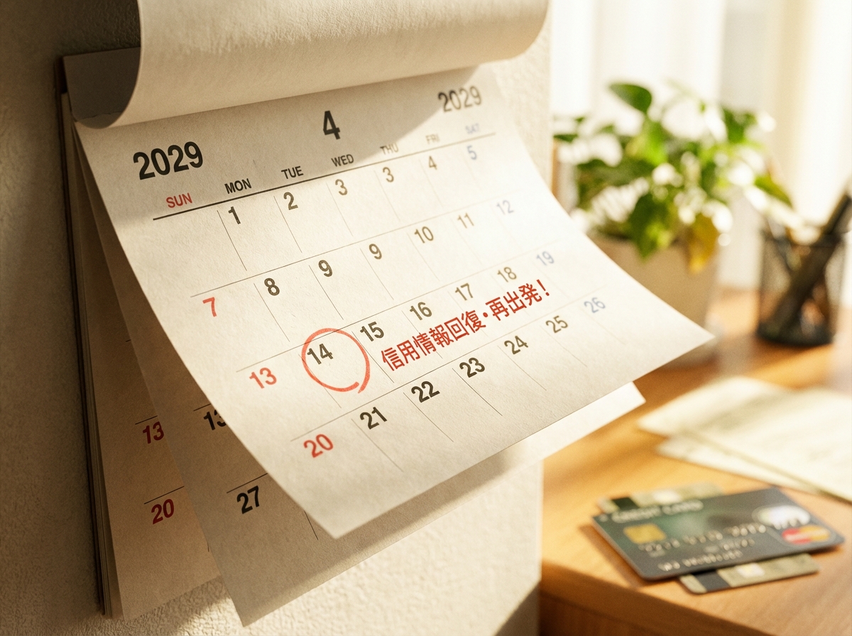 5年後の日付に印がついたカレンダー。ブラックリストの期間が終了し、新たな生活が始まることを象徴する画像。